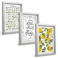 BILDER SET 3er Set - 20x30 cm Silberner Rahmen - Bemalte Zitronen-Küchenkräuter - Silberfarben, Kunststoff (20/30cm) - TULUP