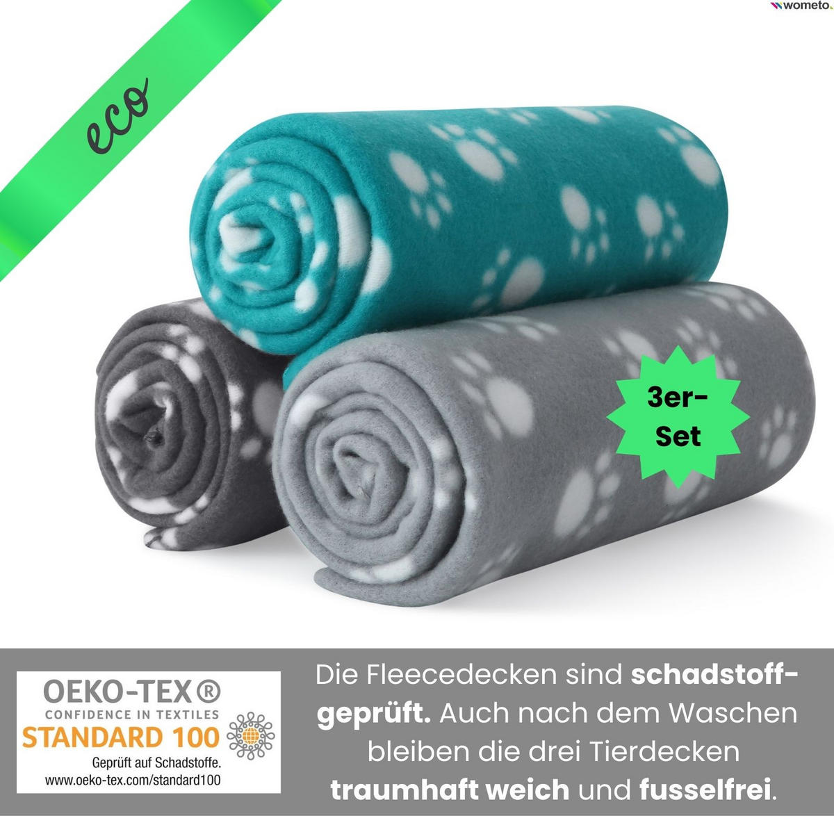 KUSCHELDECKE 3er Set Fleecedecke dunkelgrau grau türkis 70/100 cm - Grau, Textil (70/100cm) - wometo