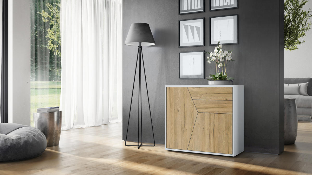 KOMMODE Benny Front in Eiche Natur - Eichefarben, Holzwerkstoff (79/74/36cm) - Vladon