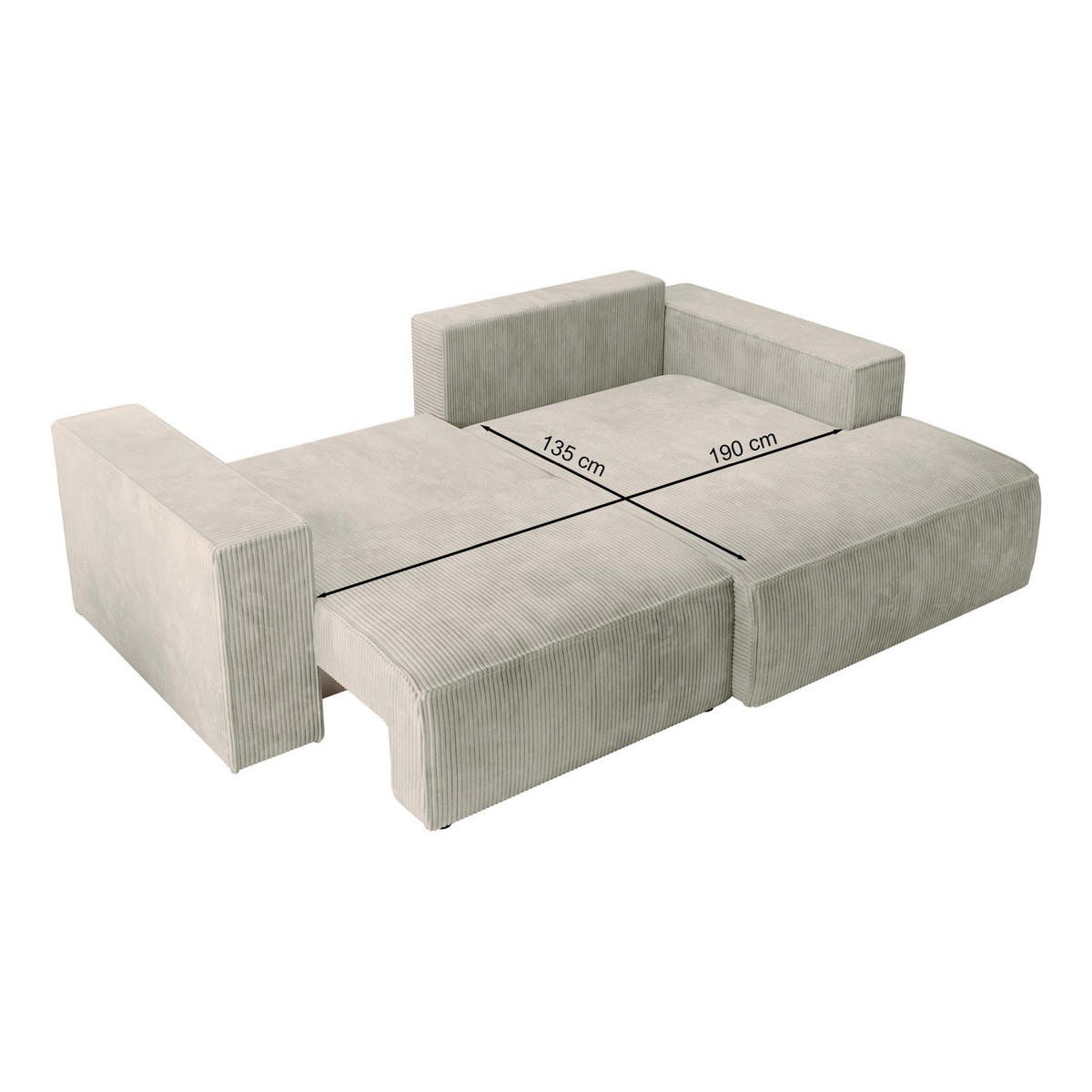 ECKSOFA Farese Mini mit Cordbezug Beige, links - Beige/Schwarz, Textil (240/167cm) - Selsey