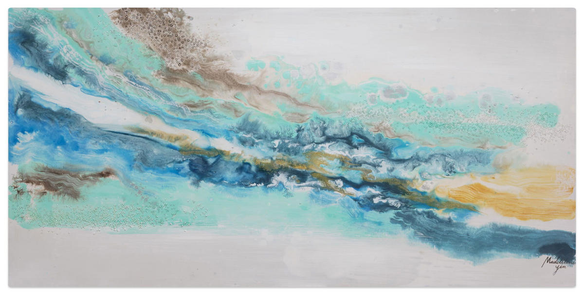 ÖLGEMÄLDE 120/60 cm - Blau/Weiß, Holz/Textil (1.74/60cm) - KUNSTLOFT