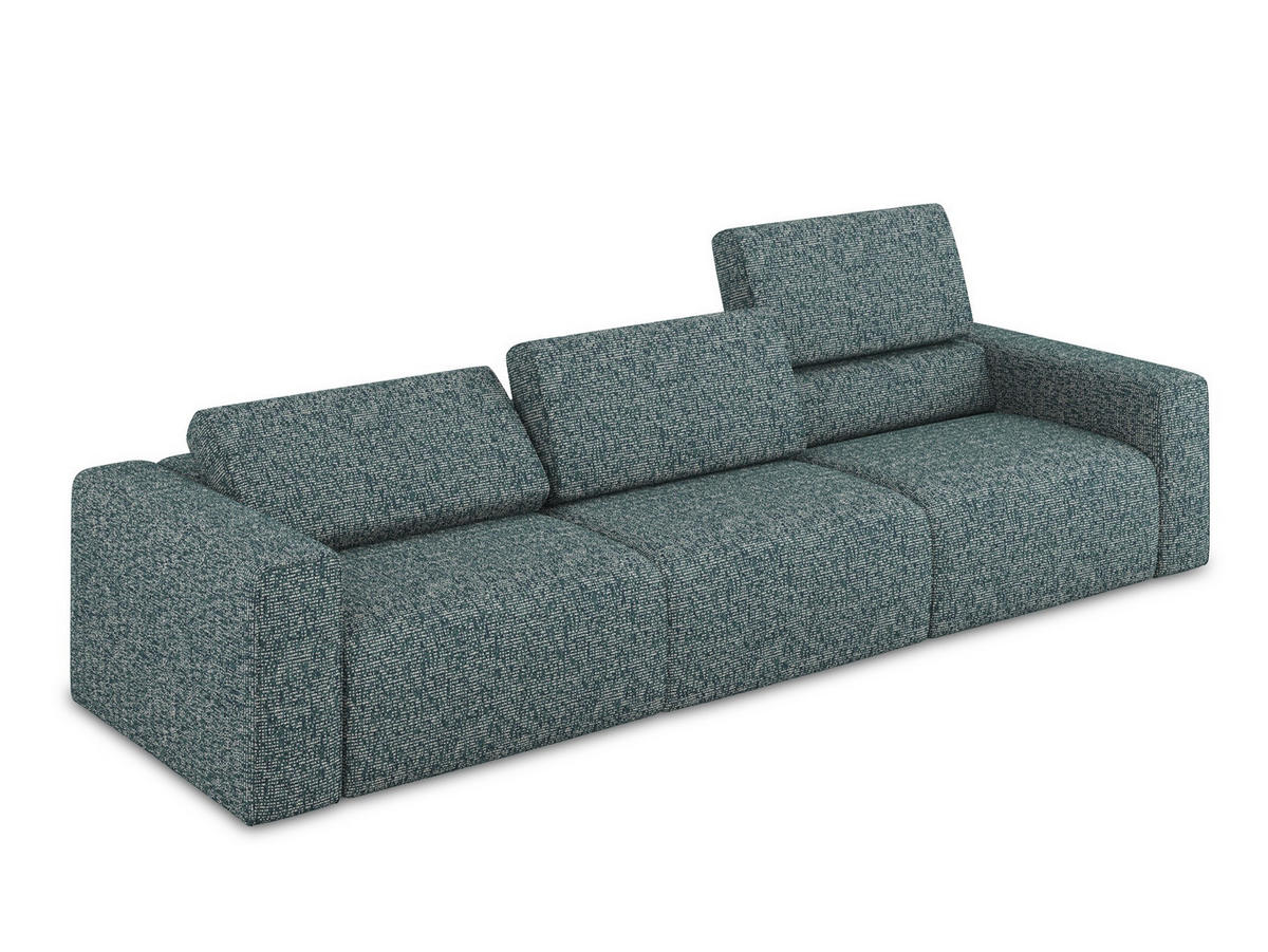 4-SITZER-SOFA Strukturstoff Stoff Blau - Blau/Blaugrau, Kunststoff/Textil (314/80/103cm) - Makamii