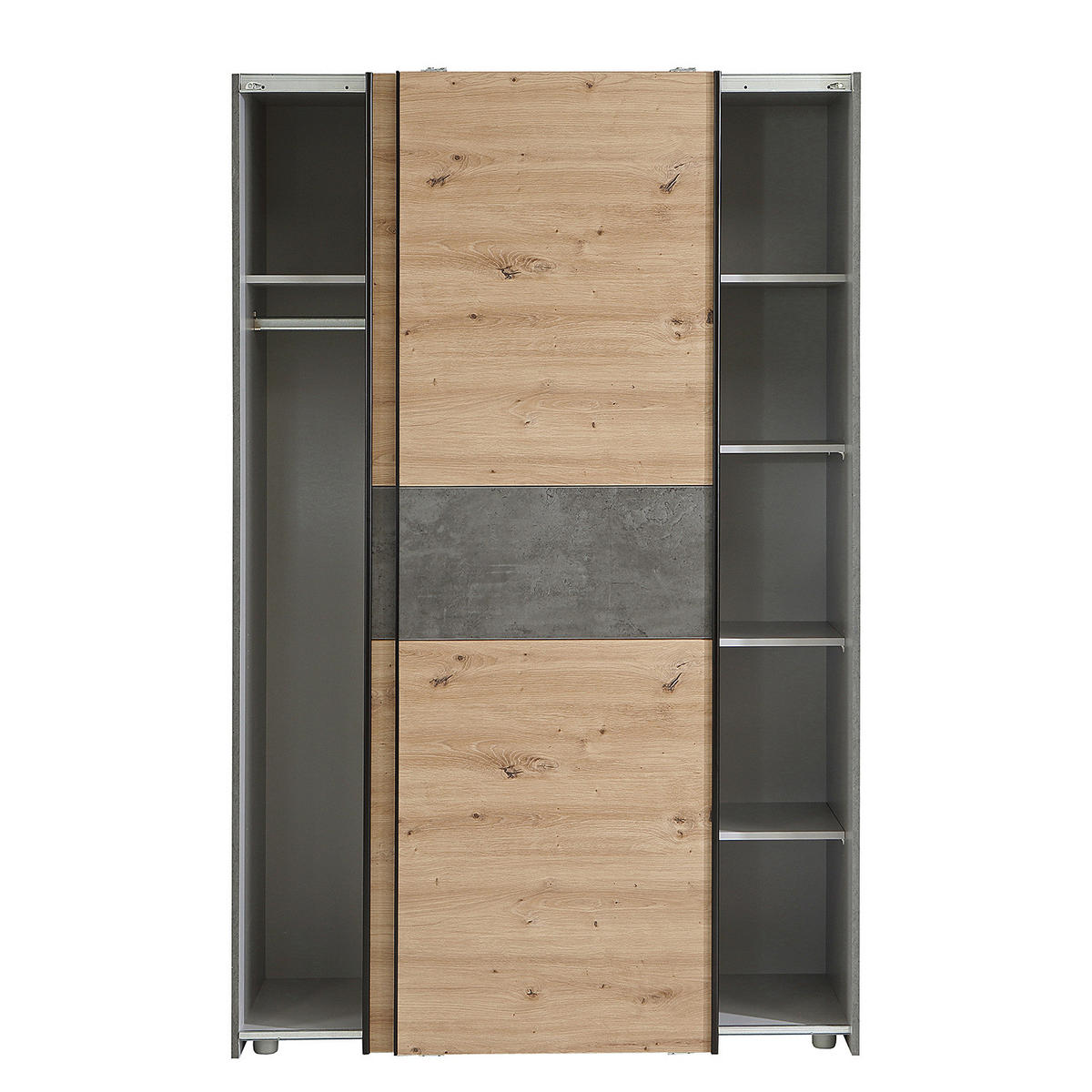 SCHWEBETÜRENSCHRANK - Anthrazit/Eiche Artisan, Holzwerkstoff/Metall (120/191/61cm) - home24