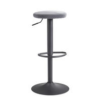 BARHOCKER Samt Höhenverstellbar Ohne Lehne Drehbar Metallgestell, Grau 40x40x79 cm - Schwarz/Grau, Textil/Metall (40/79/40cm) - KADIMA DESIGN