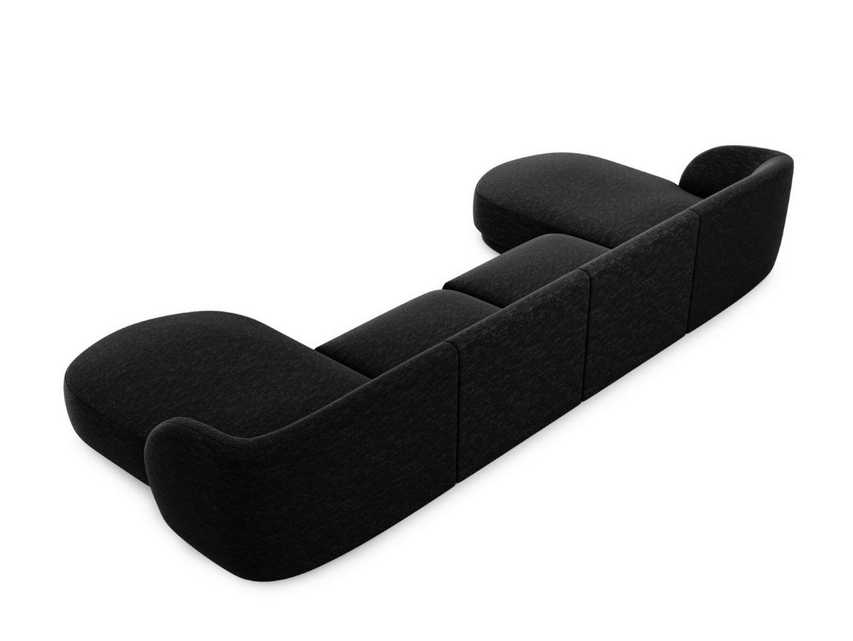 PANORAMASOFA Miley aus Chenille-Stoff schwarz 5 Sitzplätze - Schwarz, Textil (156/70/330cm) - Micadoni