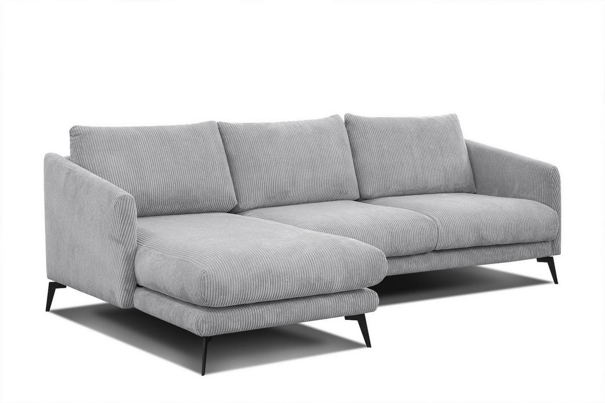 ECKSOFA VILT 4-Sitzer, hellgrau - Hellgrau/Schwarz, Holzwerkstoff/Textil (156/255cm) - Courtois Laville