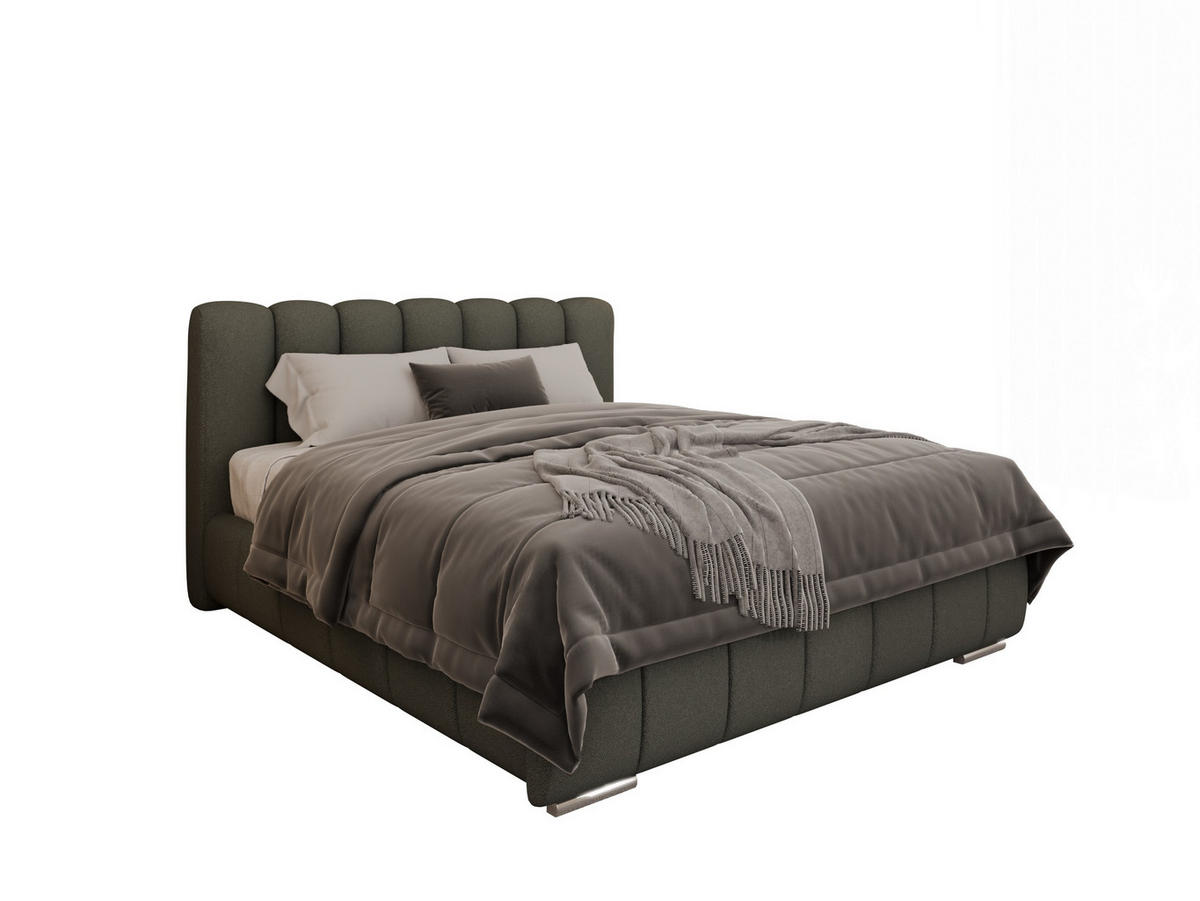 POLSTERBETT Zaira 160x200cm – Elegantes Polsterbett für modernen Wohnstil , ZONIERTE TASCHENFEDERN KOKOS (21cm), grau - Grau, Holz (160/200cm) - Panda Möbel