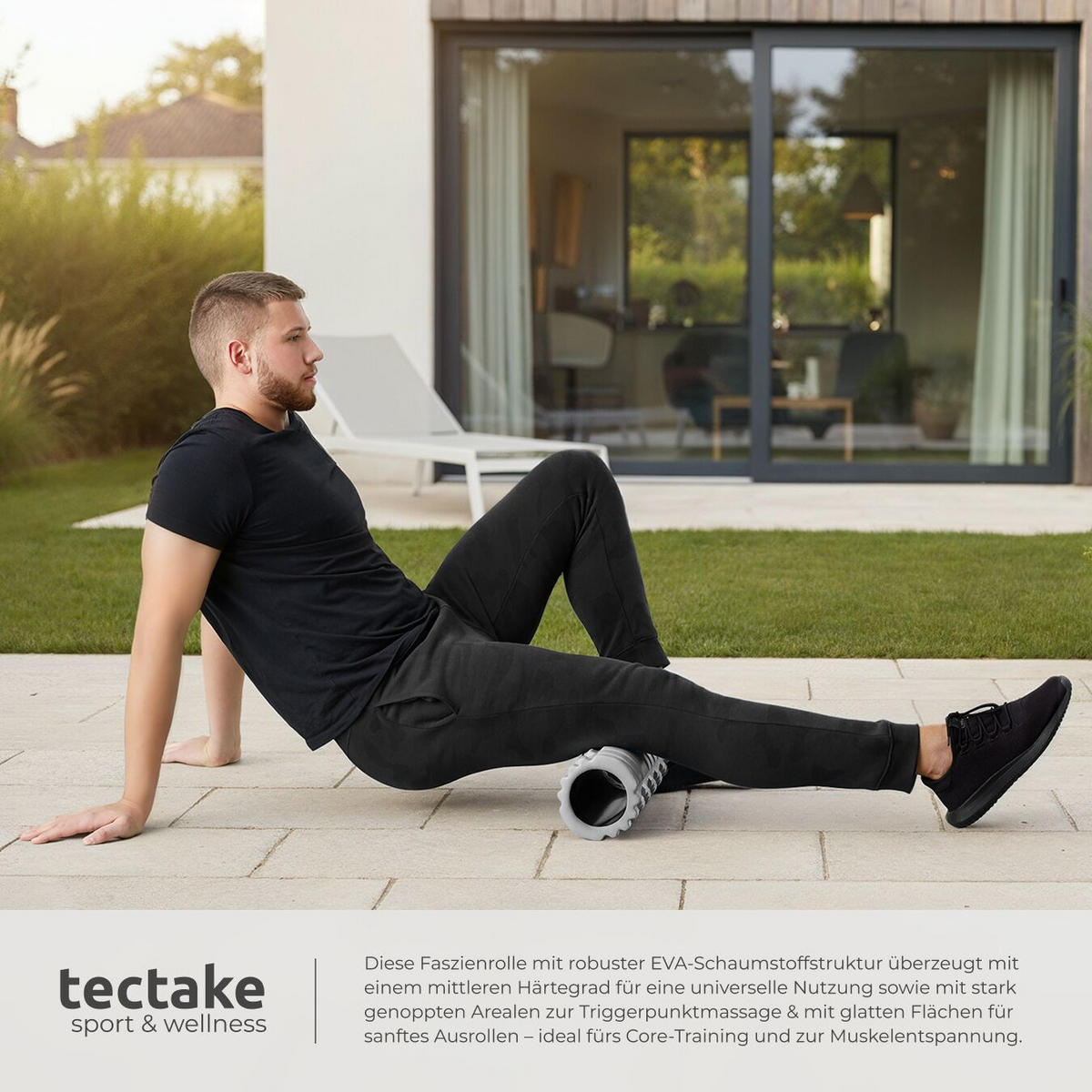 FASZIENROLLE ,leichte Reinigung, 335 x 145 mm,grau - Grau, Kunststoff (14.5/14.5/33.5cm) - tectake