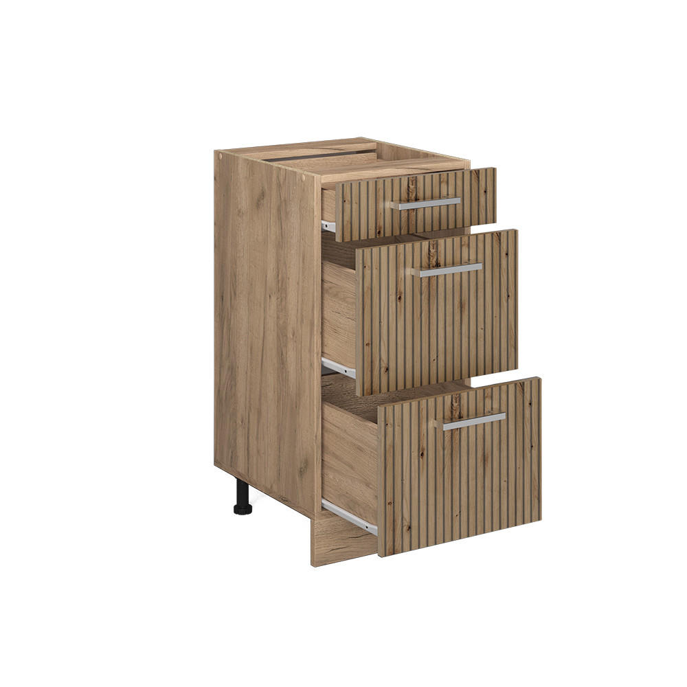 KÜCHENUNTERSCHRANK R-Line Artisan-Eiche 40 cm mit Schubladen, ohne AP - Honigeiche/Eiche Wotan, Holzwerkstoff (40/81.6/46cm) - Vicco