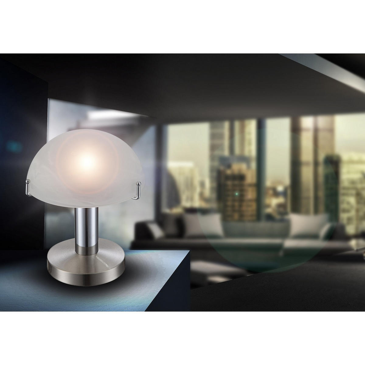 LED TISCHLEUCHTE Otti Silber Glas - Silberfarben, Glas (15/15/22.5cm) - Globo Lighting