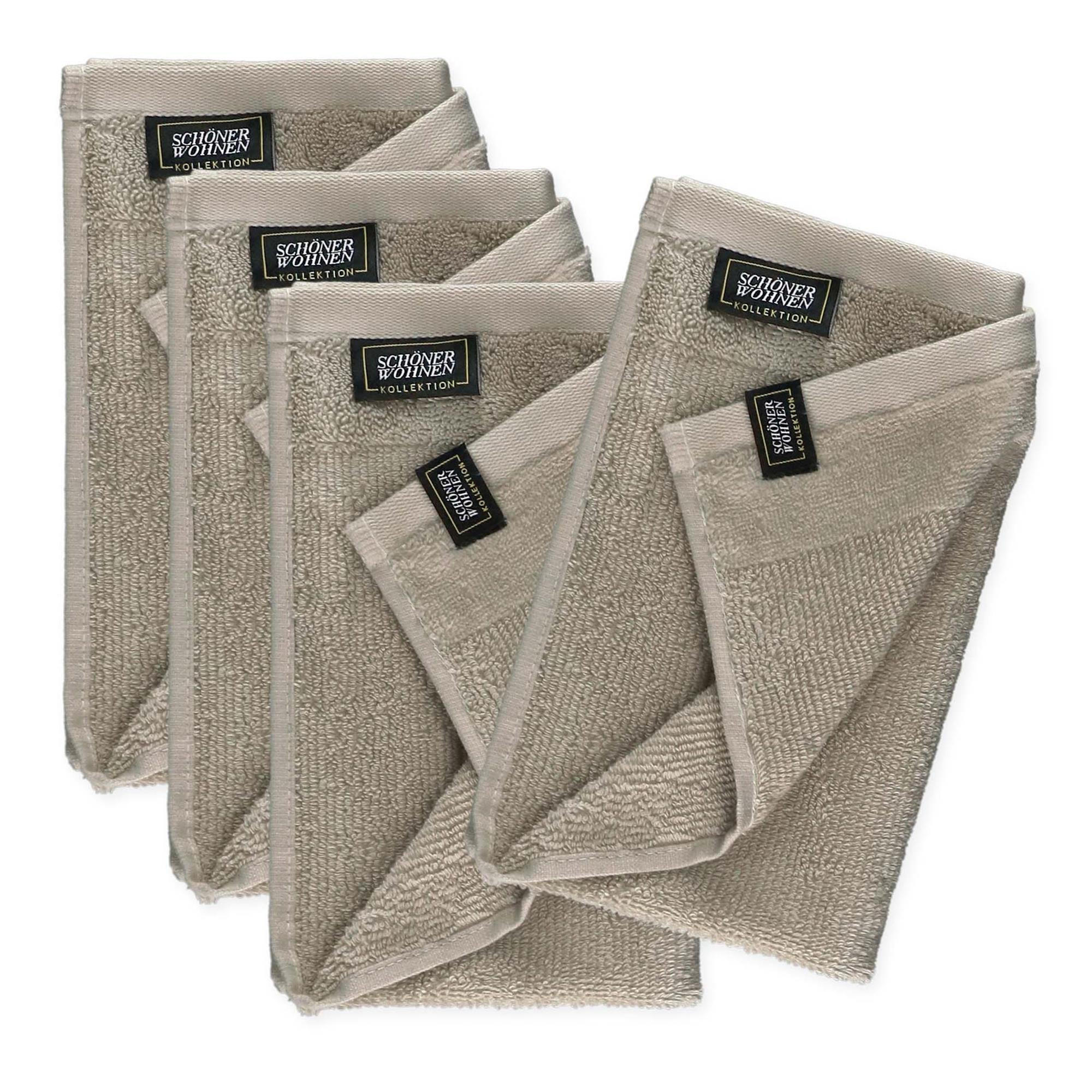 GÄSTEHANDTUCH 4ER SET AUS 100 % BAUMWOLLE SENSE - Sandfarben, Textil (30/50cm) - Schöner Wohnen