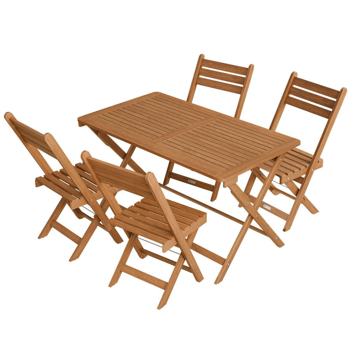 GARTENMÖBELSET Rimini 5-tlg 120x57,5 cm natur - Naturfarben, Holz - Juskys