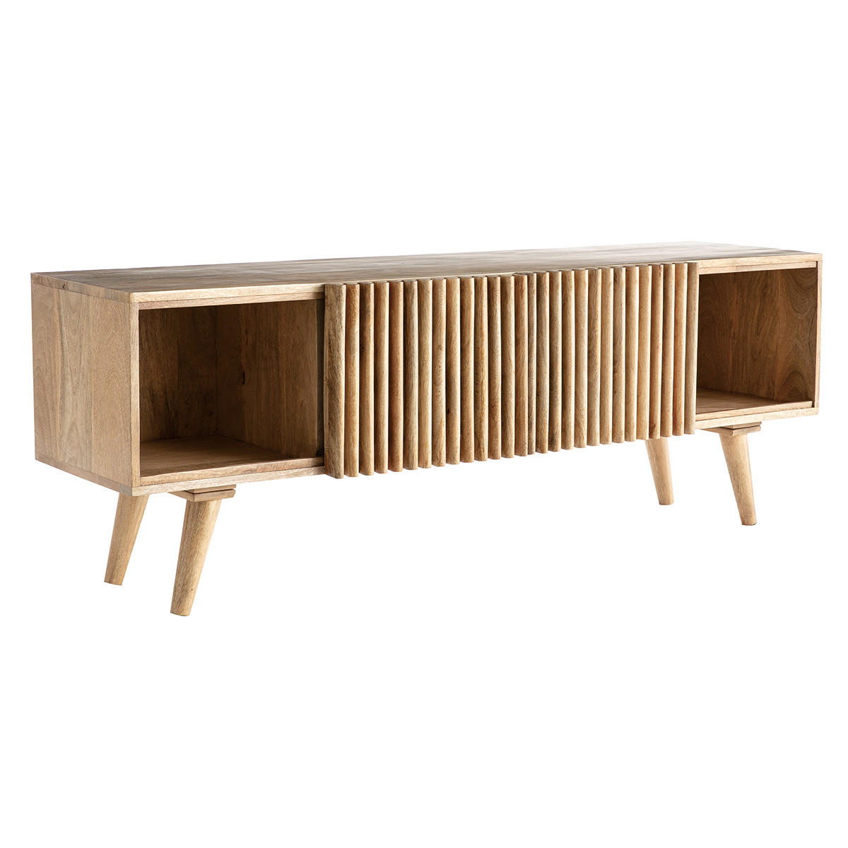 TV-SCHRANK Massives Mangoholz SchiebetÙren ALBA - Naturfarben, Holz (40/50/140cm) - Miliboo