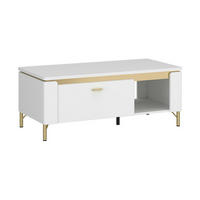 COUCHTISCH rechteckig Weiß matt - Gold mit Staufach und Ablage - Goldfarben/Weiß, Holzwerkstoff (65/110/46cm) - designimpex