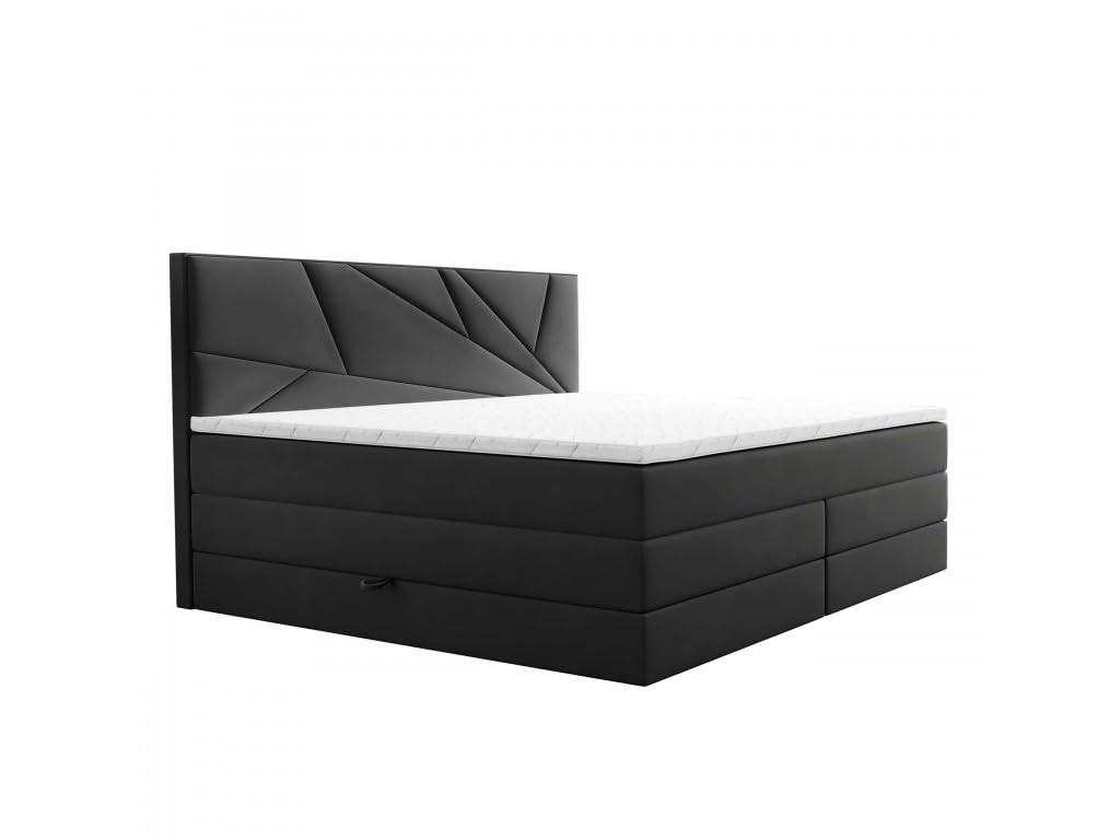BOXSPRINGBETT VERDE LUX 180x200 cm, Bonell und Taschenmatratze, Topper 5 cm und Stauraum, Samtstoff, Dunkelgrau - Dunkelgrau, Holz/Kunststoff (180/200cm) - Trada