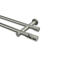 GARDINENSTANGEN-SET Platon Zoena 140 cm, 2-läufig (ohne Ringe), 20 mm Ø Edelstahl-Optik - Edelstahlfarben, Metall (140cm) - INTERDECO