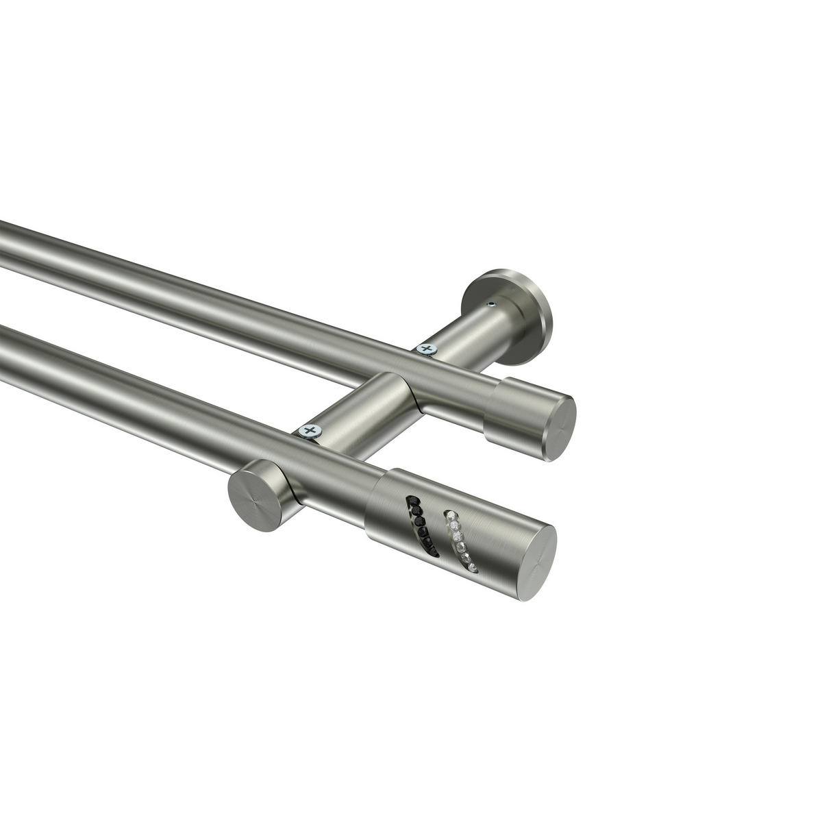 GARDINENSTANGEN-SET Platon Zoena 140 cm, 2-läufig (ohne Ringe), 20 mm Ø Edelstahl-Optik - Edelstahlfarben, Metall (140cm) - INTERDECO