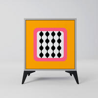 SIDEBOARD TEARS IN HEAVEN, Grau, 57,5x42x70,5 cm, Schwarze Metall-Sternfüße - Multicolor/Schwarz, Holzwerkstoff/Metall (57.5/70.5/42cm) - SpaceRebels
