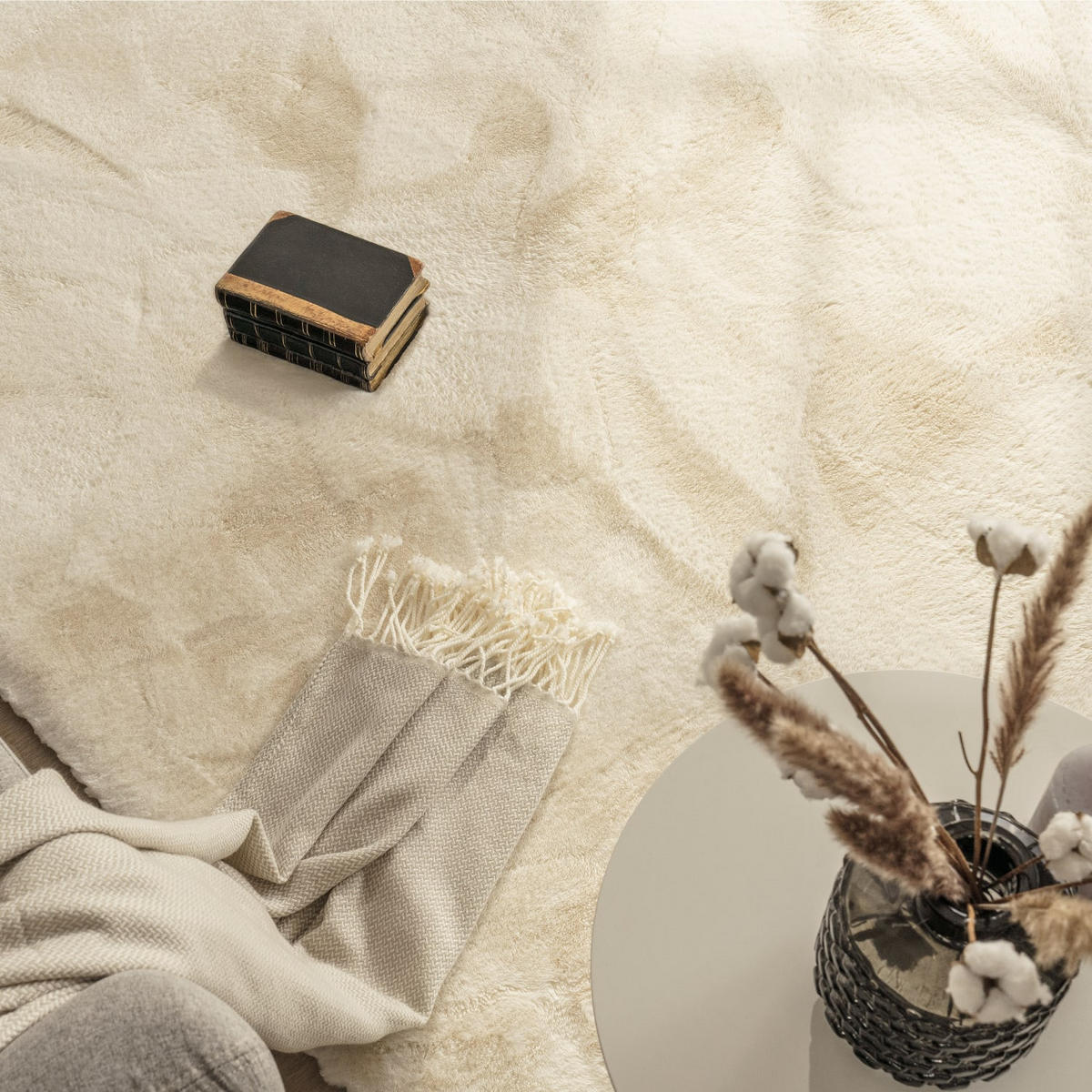 HOCHFLORTEPPICH 120/120 cm Rabbit Deluxe 860 - Creme, Kunststoff (120/120cm) - Paco Home