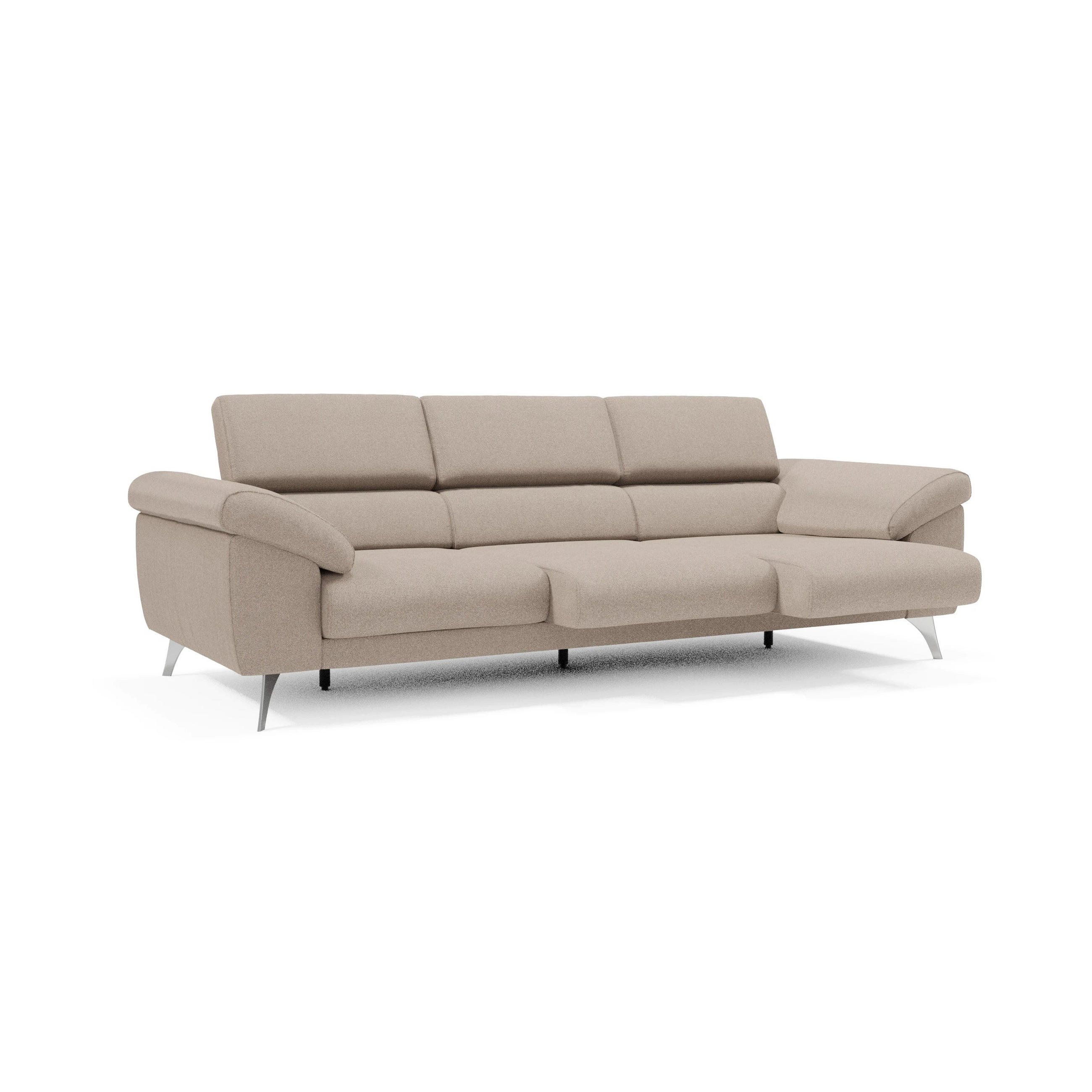LINEARSOFA Donatello - Graubraun, Metall (265/76/102cm) - Divani.store