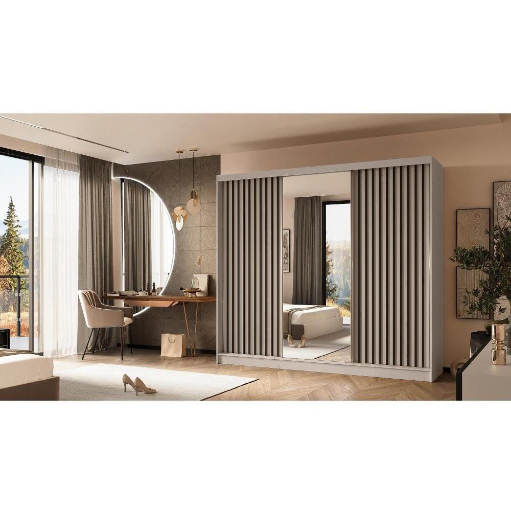 SCHWEBETÜRENSCHRANK Helix 240/216/61 kaschmir+schwarz - Kaschmir, Holzwerkstoff (240/216/61cm) - Beautysofa
