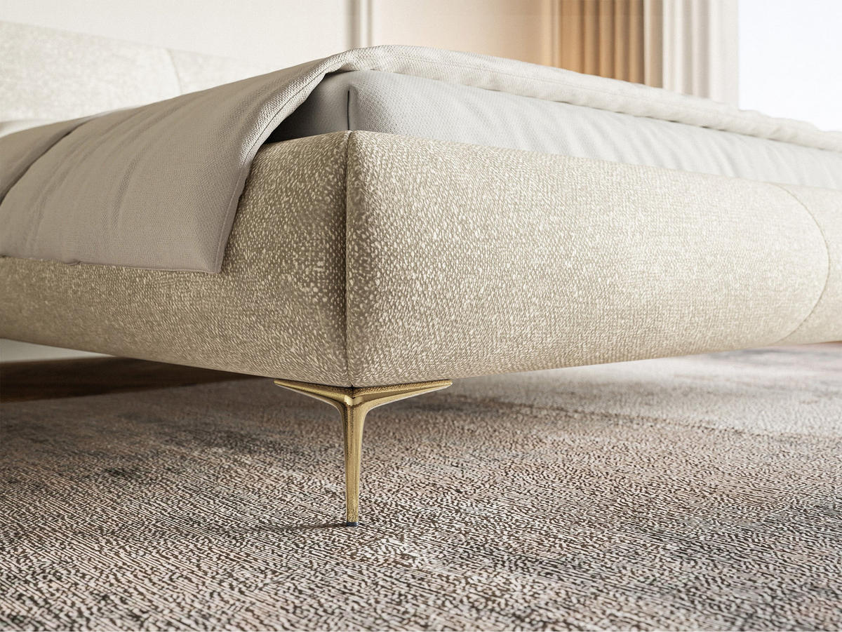 POLSTERBETT Ovalle Beige mit goldenen Metallbeinen 180 cm - Beige/Goldfarben, Textil/Metall (180/200cm) - Selsey