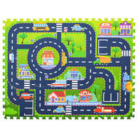 SPIELMATTE STRASSE- 120/90 cm Puzzlematte Grün - Multicolor, Kunststoff (30/30cm) - Littletom