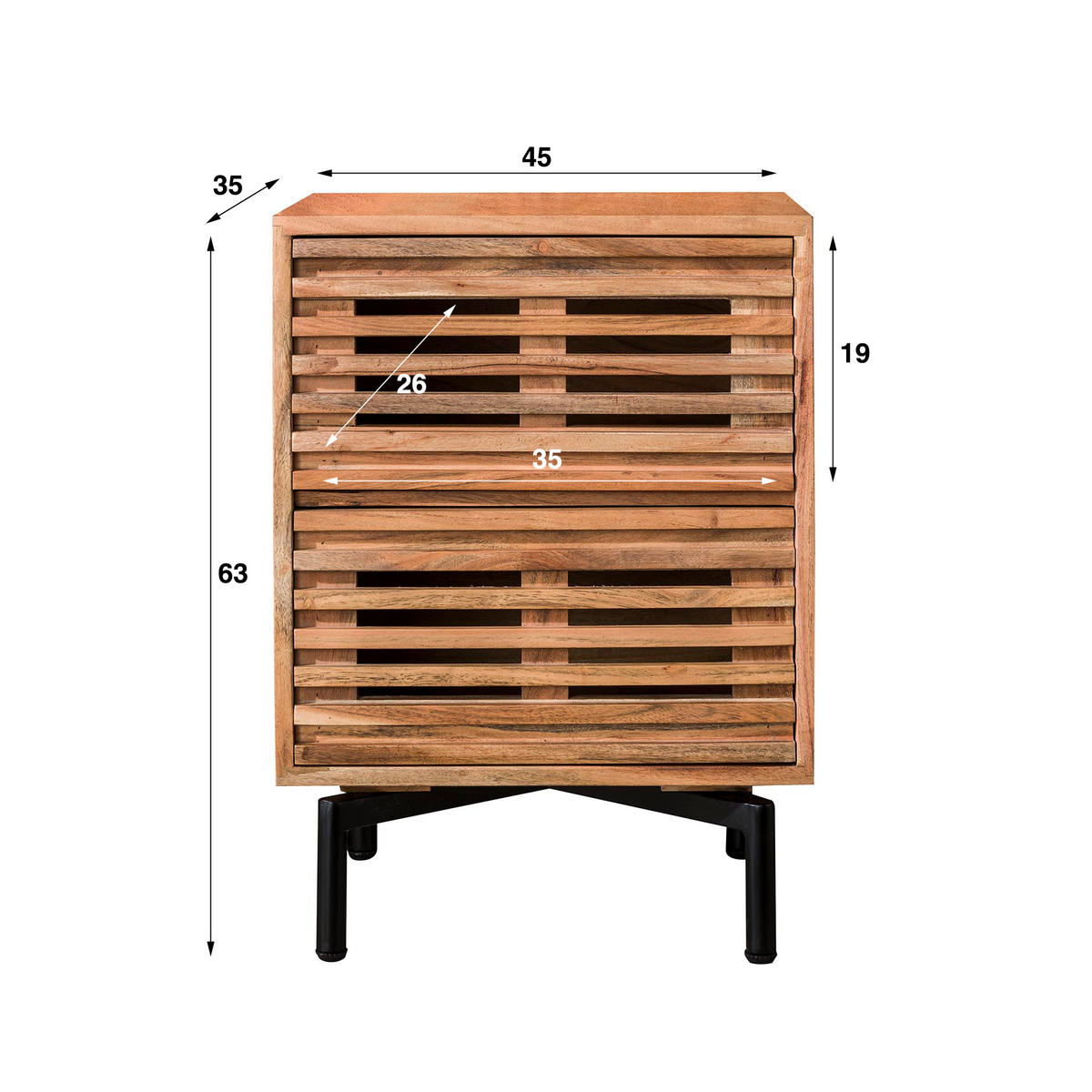 NACHTTISCH Slide Braun 35/45/63 cm - Braun, Holz (45/63/35cm) - Hoyz Collection