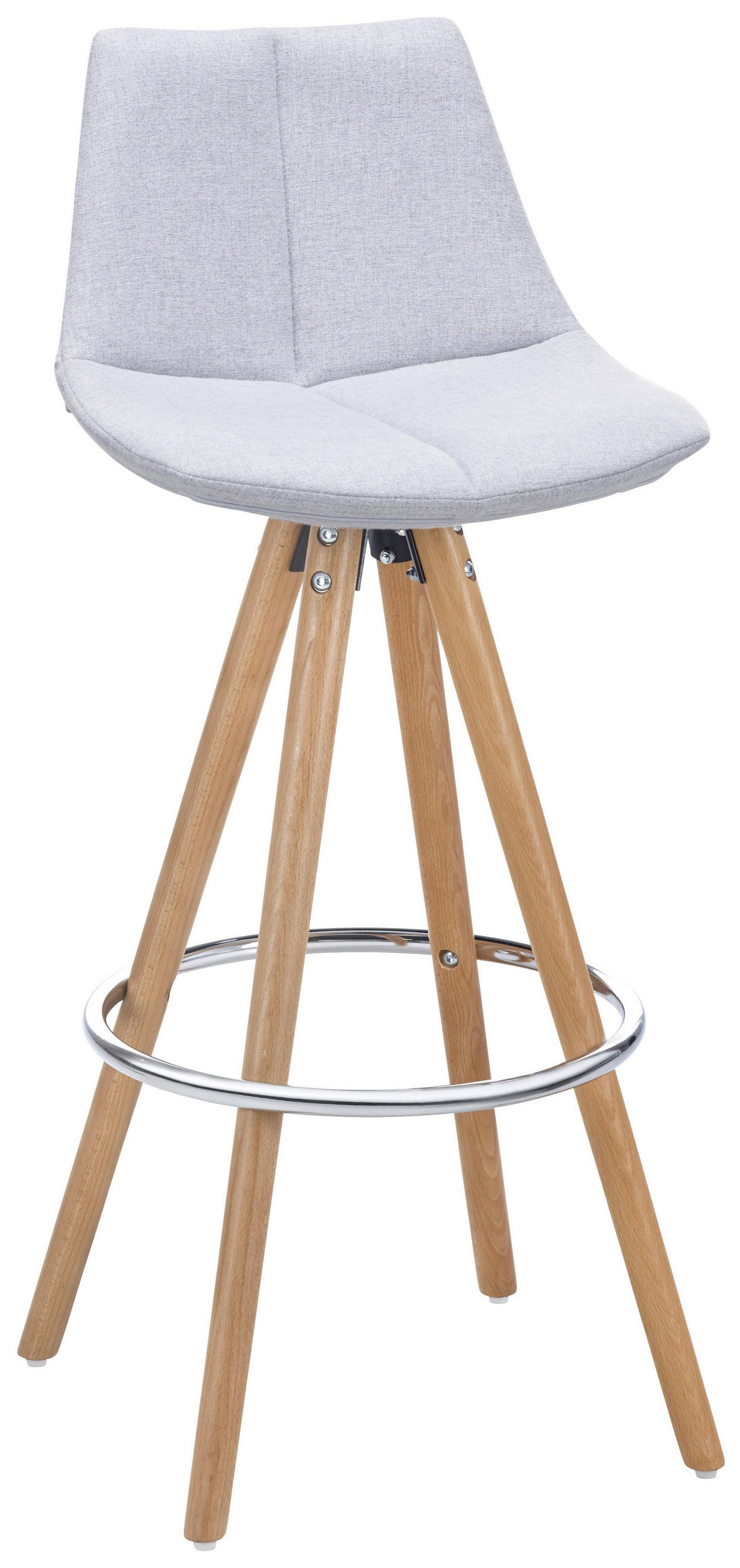 BARHOCKER Nelo Hellgrau Webstoff Gepolstert - Hellgrau, Holz (42/100/33cm) - Bessagi Home