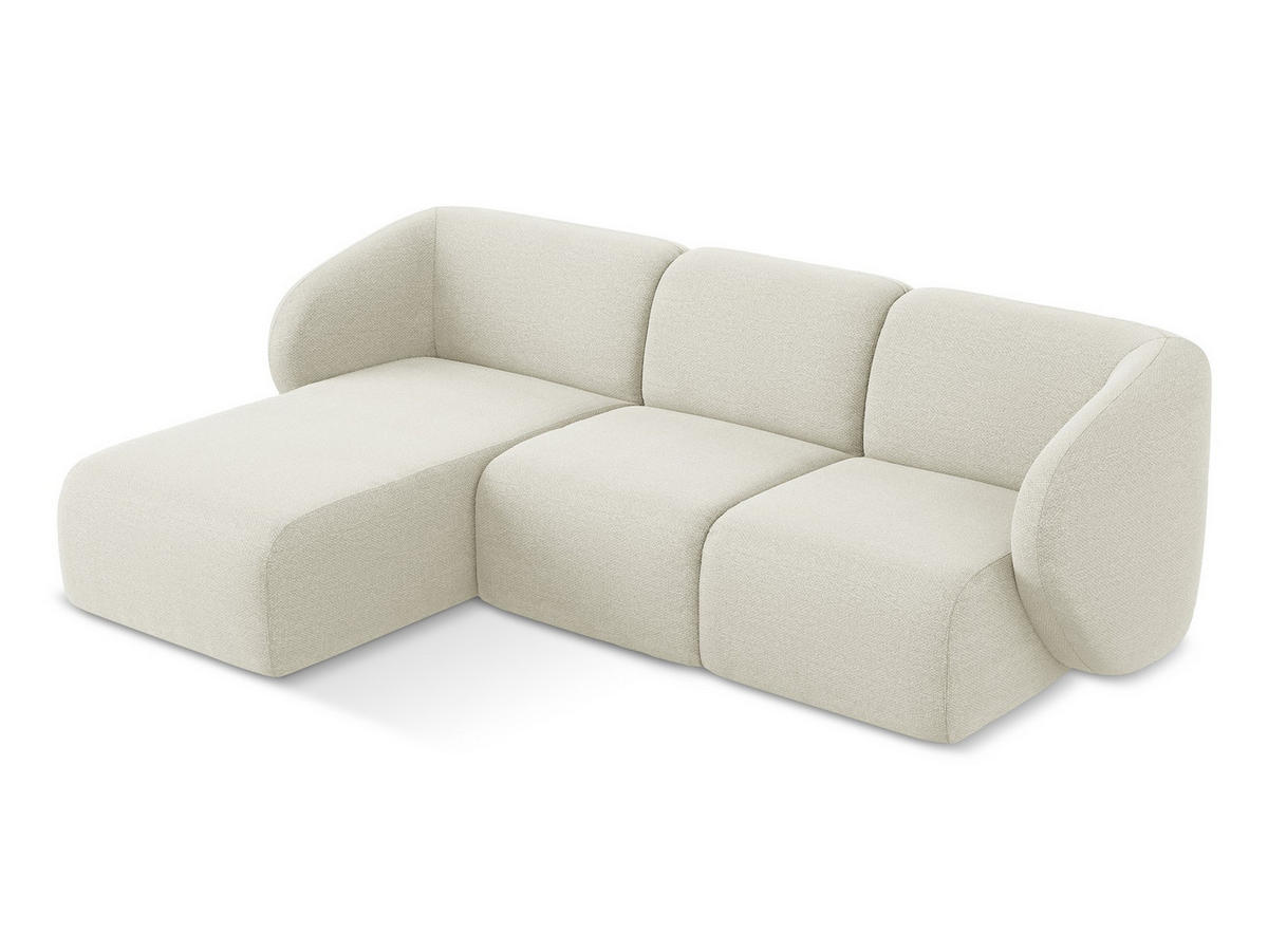 SOFAELEMENT Links Bouclé Stoff Beige - Sandfarben/Schwarz, Holzwerkstoff/Kunststoff (91/75/166cm) - Makamii