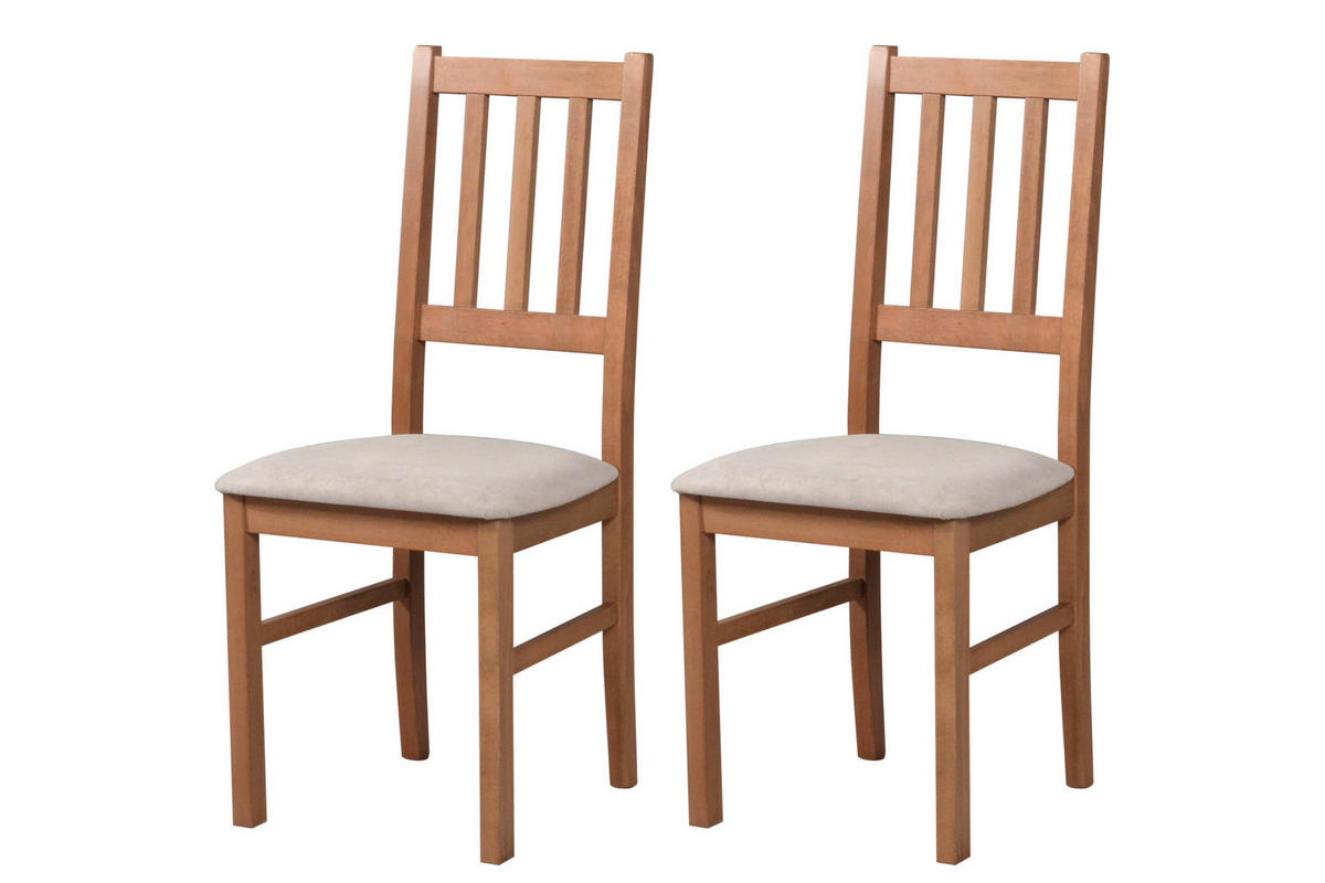 STUHL Bos 4 (2er Set) - Hellbraun/Beige, Holz (43/94/40cm) - Leaf Design