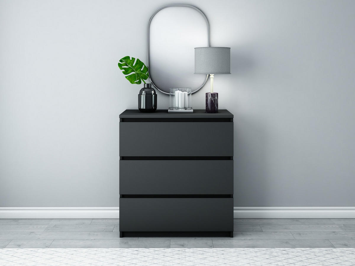 KOMMODE bella3 - Schwarz, Holzwerkstoff (60/76/35cm) - roe furniture