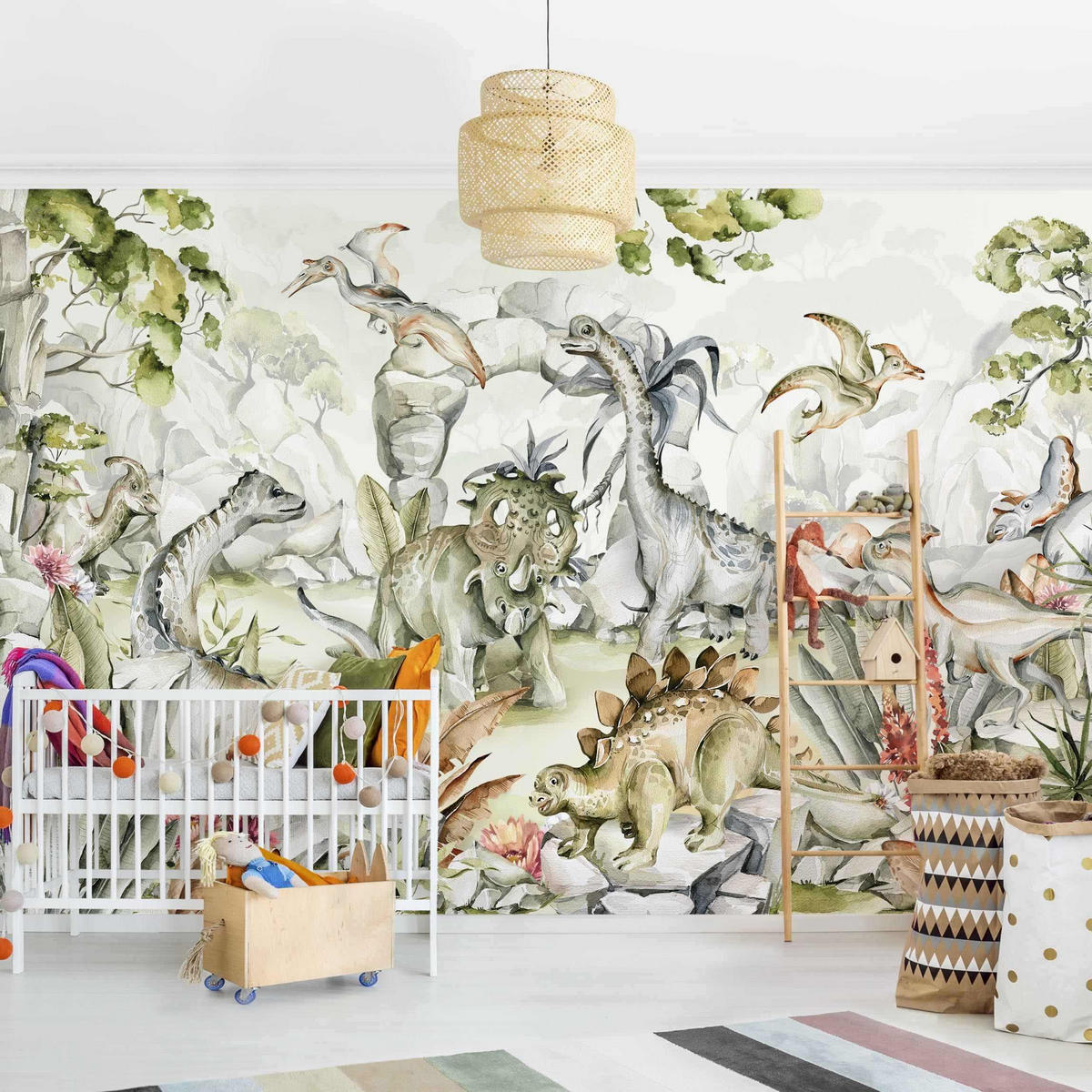 FOTOTAPETE Welt der Dinosaurier 336/225 cm - Grün, Papier (336/225cm) - Bilderwelten