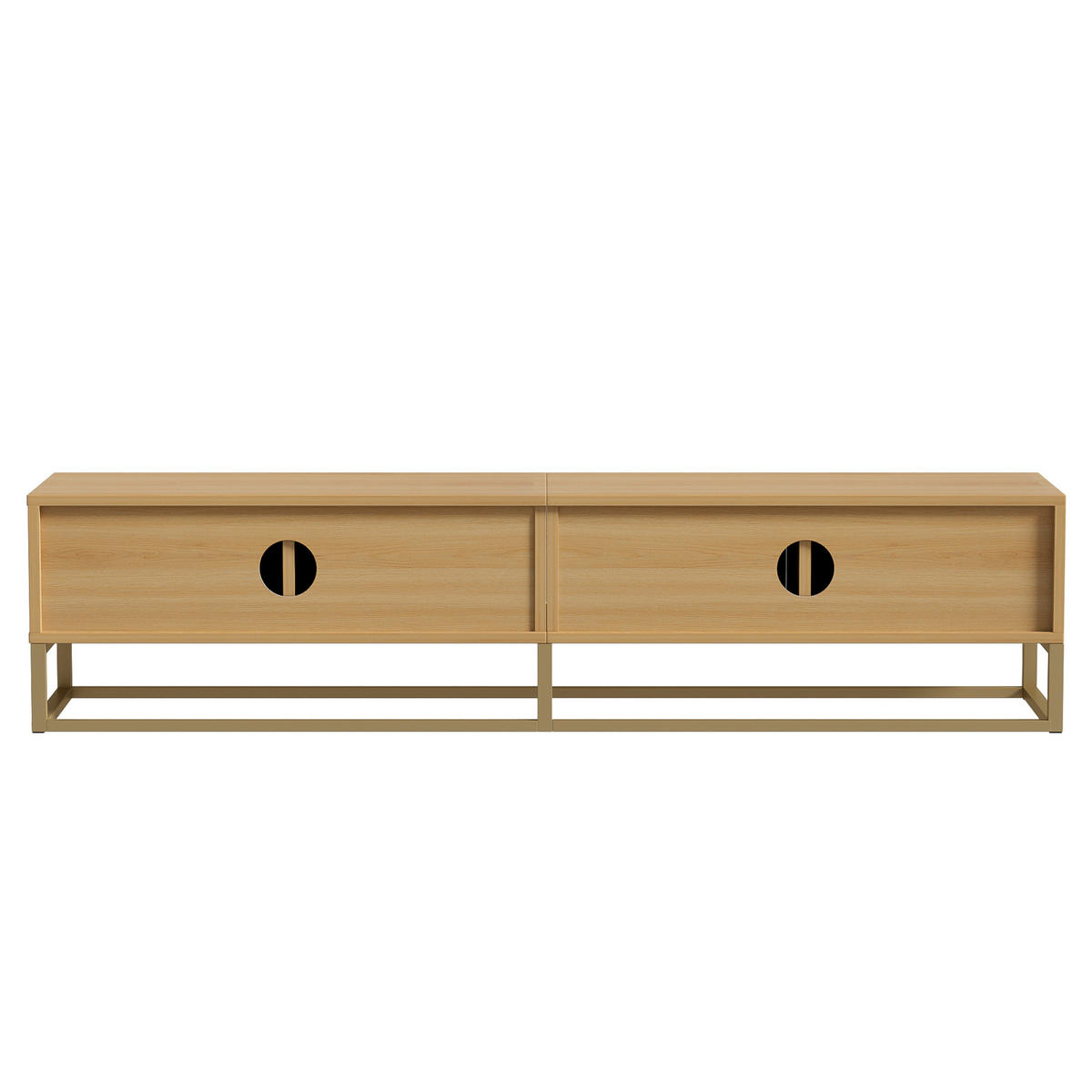 LOWBOARD 180/40/40 cm in Holzoptik mit 4 Türen und Soft-Close - Braun, Holzwerkstoff (180/40/40cm) - Flora Grace