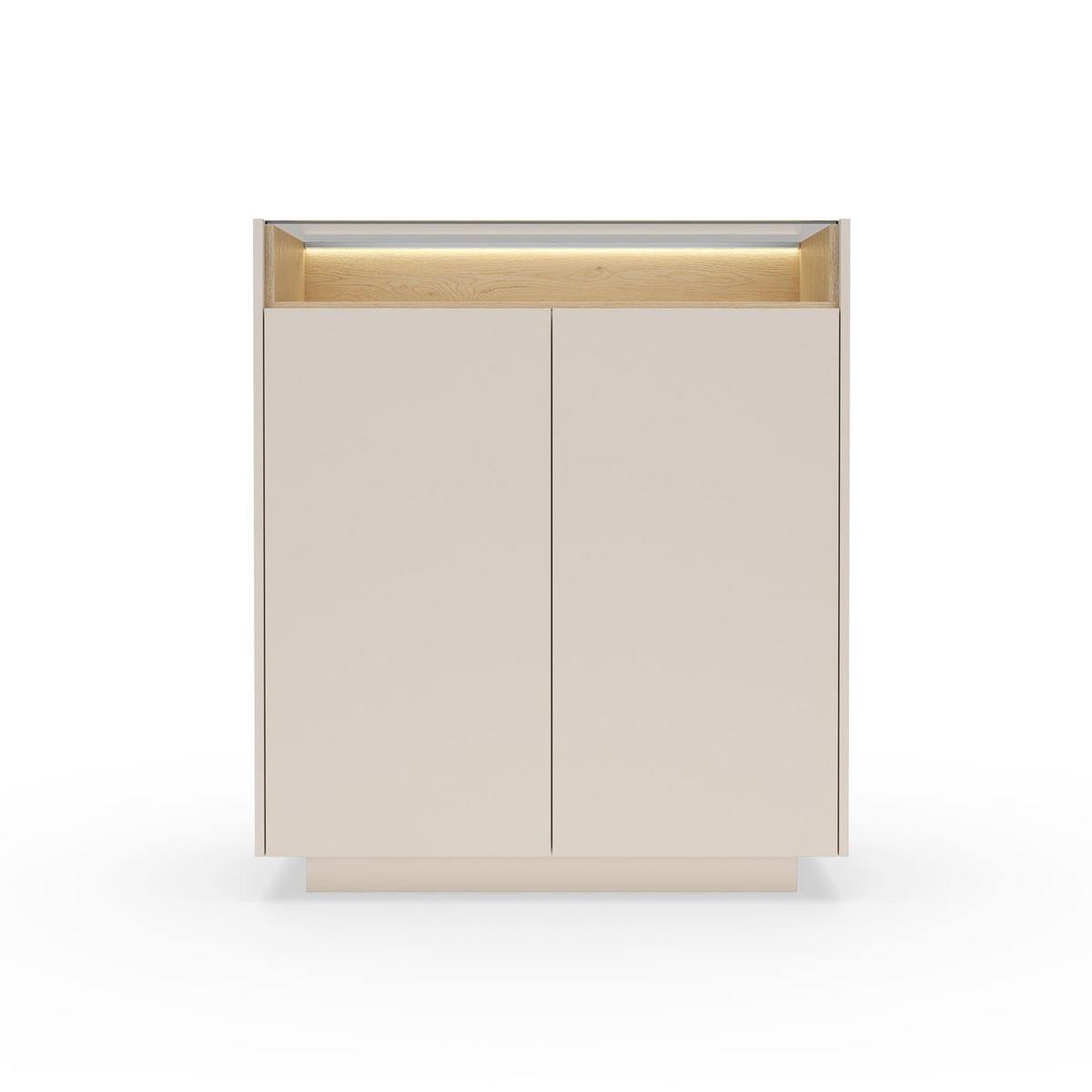 HIGHBOARD Kiro Beige, Hochkommode mit LED - Beige, Holzwerkstoff (103/119/40cm) - Bettso