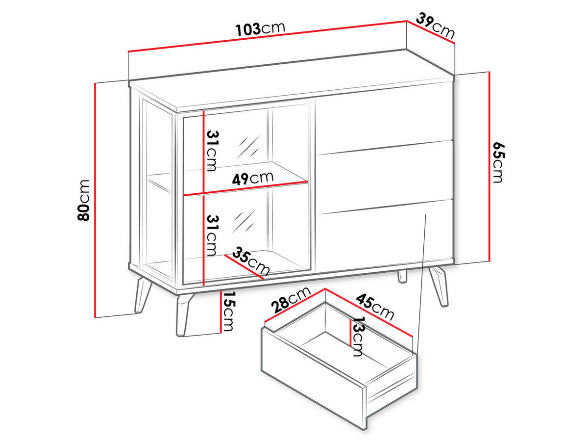 KOMMODE Vici KSZ103 - Kaschmir/Schwarz, Holzwerkstoff/Metall (103/80/39cm) - MIRJAN24