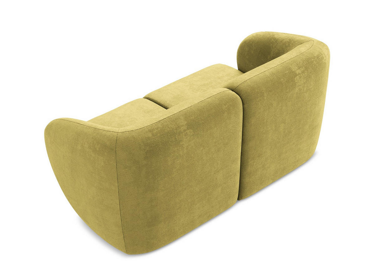 2-SITZER-SOFA Chenille Stoff Grün - Limette/Schwarz, Holzwerkstoff/Kunststoff (174/75/94cm) - Makamii