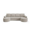 WOHNLANDSHAFT Flow U Kalt Beige, mit Schlaffunktion in Curio Stoff - Beige, Holzwerkstoff/Textil (316/88/157cm) - Bettso