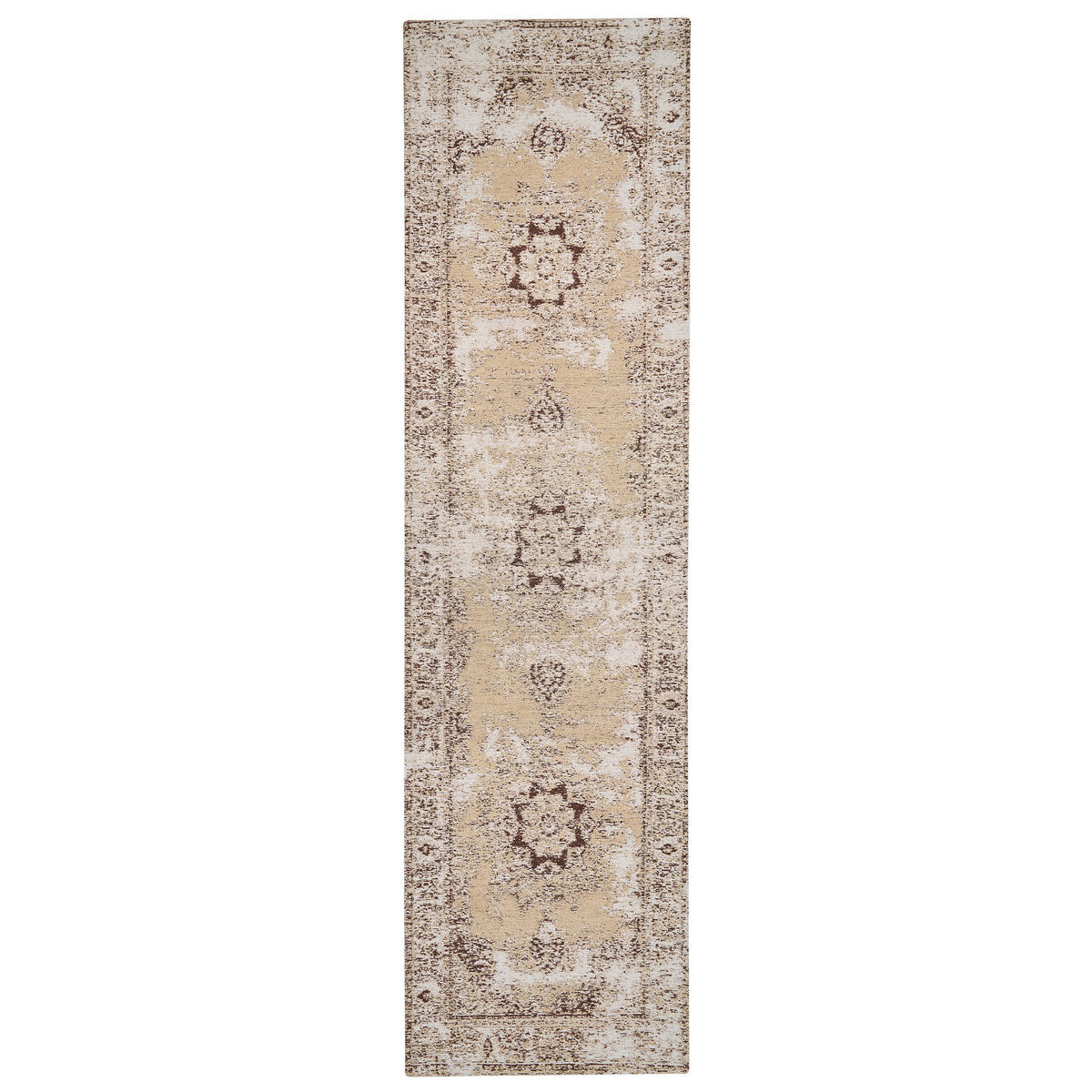 KURZFLOR-TEPPICH Beige 80/300 cm Almus - Beige/Braun, Textil (80/300cm) - Beliani