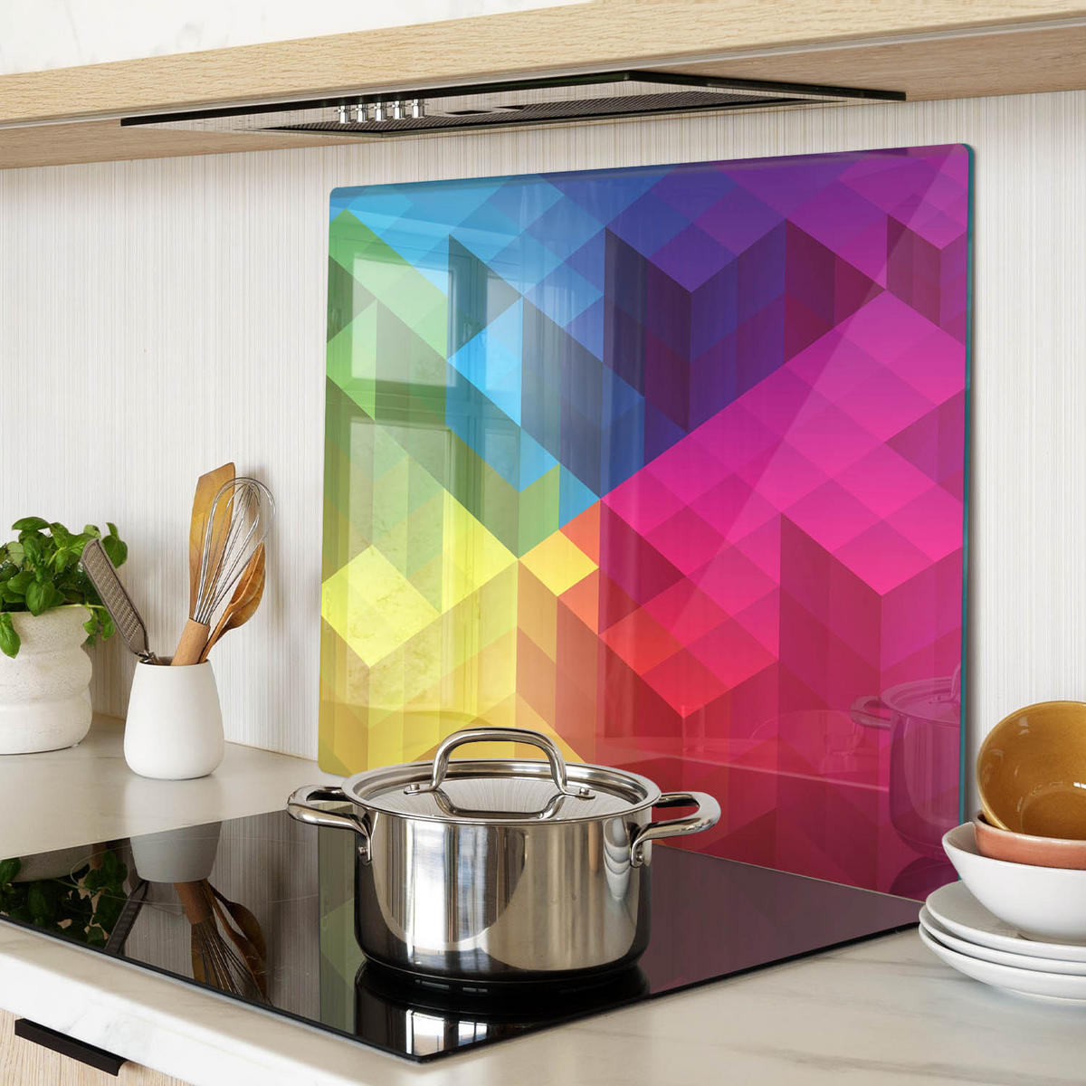 GLASPLATTE 60x52 cm Geometrische Figuren - Beige, Glas (60/0.4/52cm) - TULUP