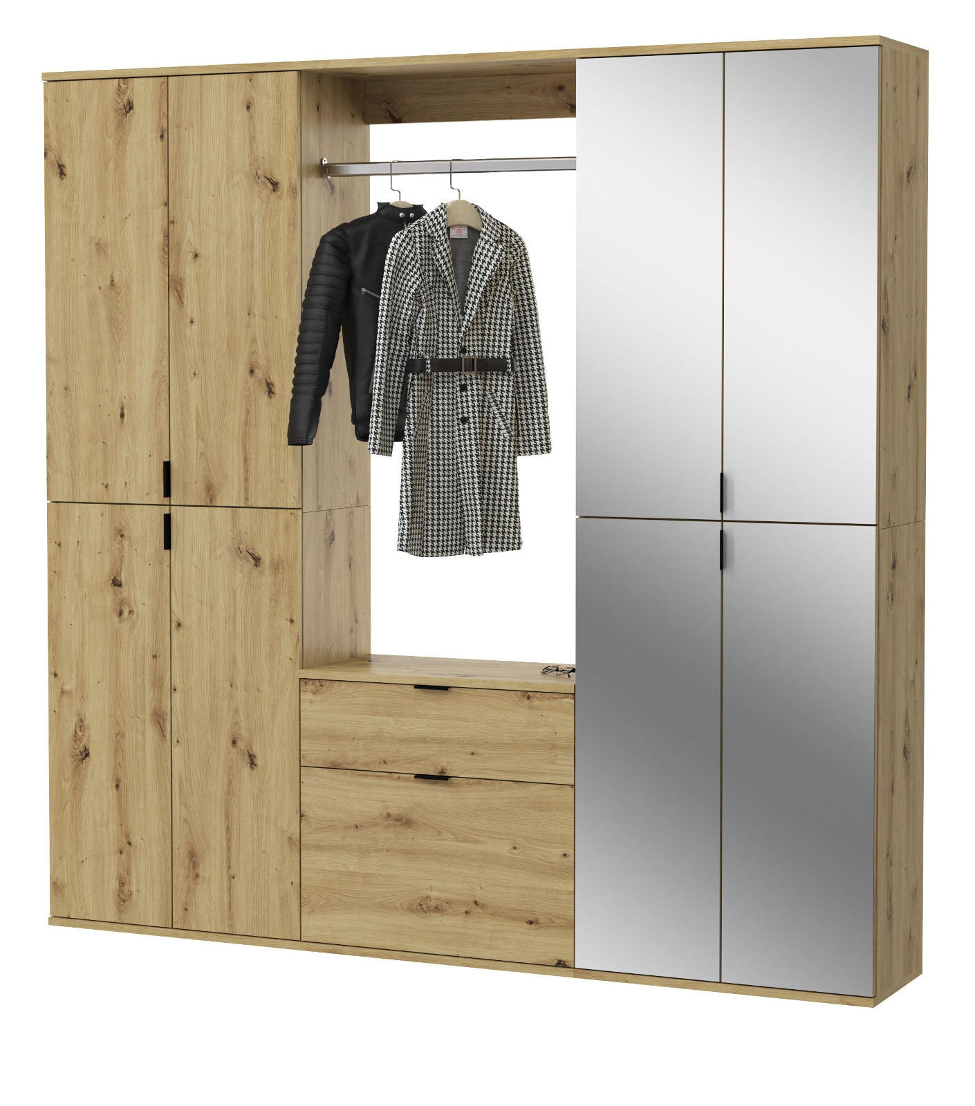 Inn.Furn Garderoben-Set Eiche Artisan 183x193x34 cm