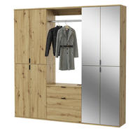 GARDEROBEN-SET Artisan Eiche 183 cm, Komplettset mit flexibler Inneneinteilung - Schwarz/Eiche Artisan, Glas/Holzwerkstoff (183/193/34cm) - Inn.Furn