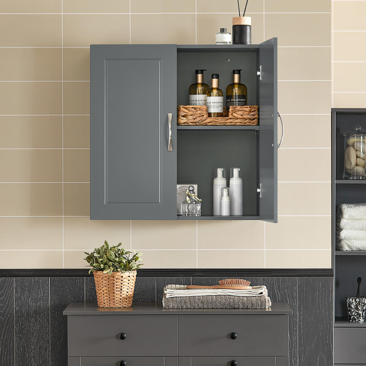 HÄNGESCHRANK Dunkelgrau - Grau, Holzwerkstoff (60/60/30cm) - SoBuy