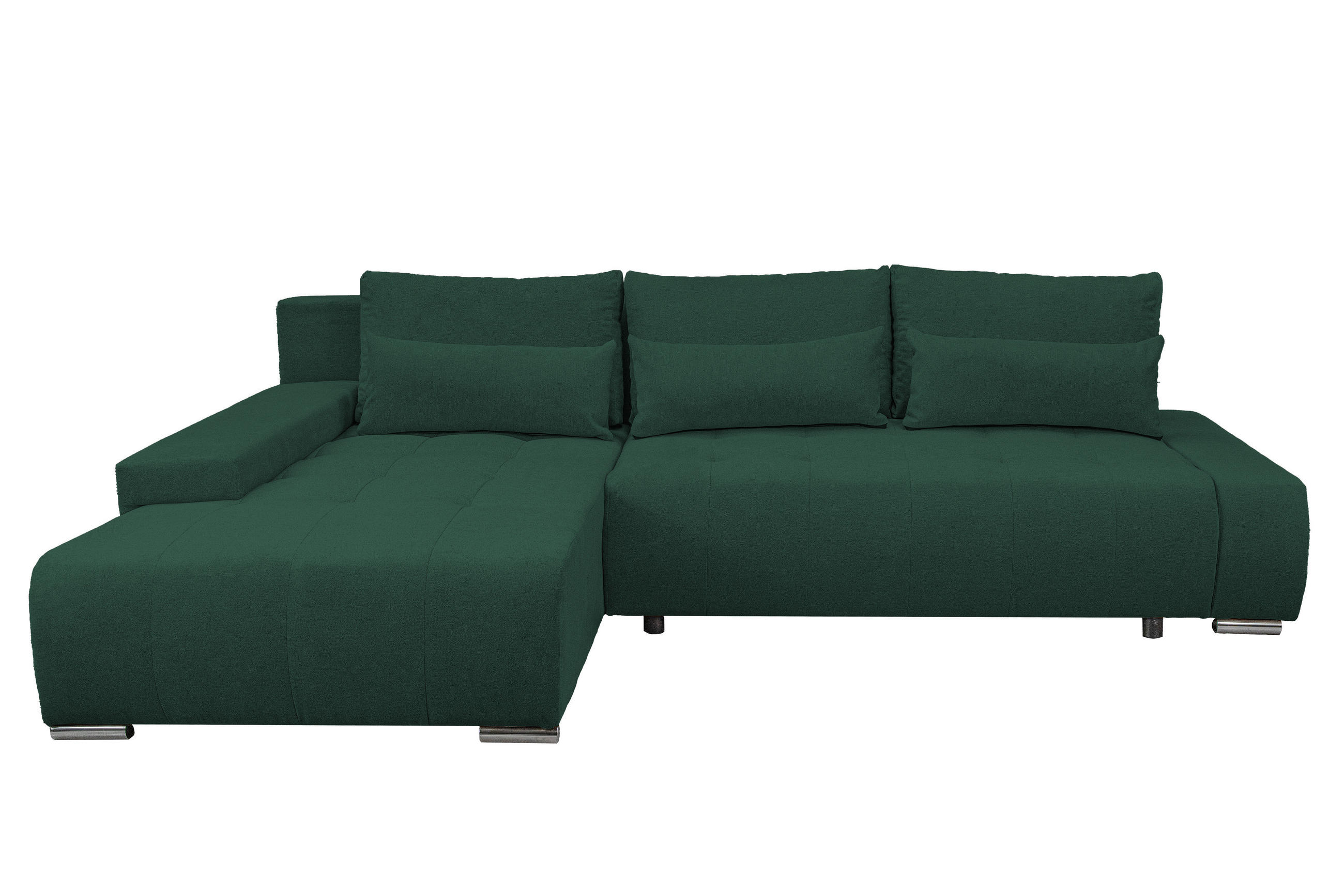 ECKSOFA Bloom mit Bettkasten und Schlaffunktion L-Form - Grün, Textil (267/185cm)