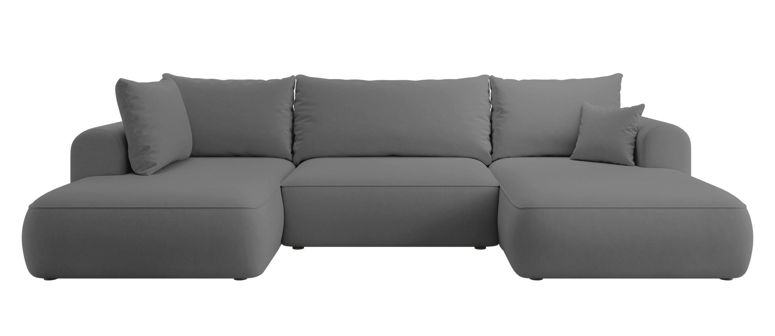 WOHNLANDSCHAFT Ovo Dunkelgrau Velours - Dunkelgrau/Schwarz, Textil (375/95/185cm) - Selsey