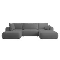 WOHNLANDSCHAFT Ovo Dunkelgrau Velours - Dunkelgrau/Schwarz, Textil (375/95/185cm) - Selsey