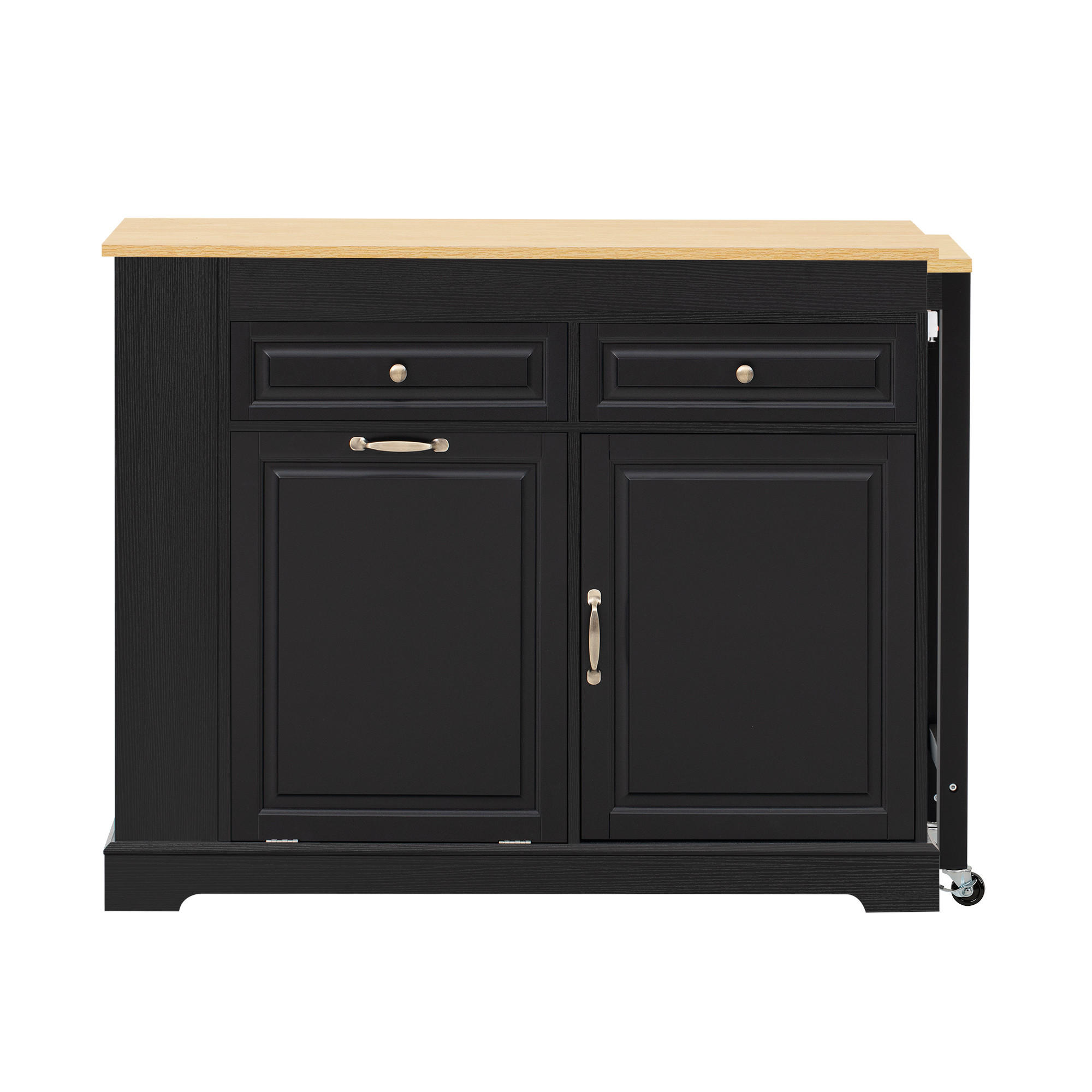 KÜCHENINSEL DE-41137 112-180/45/92 cm mit seitlich ausziehbarer Arbeitsplatte Schwarz - Schwarz, Holzwerkstoff (116/92/45cm) - ComfortXL