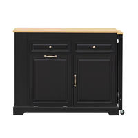KÜCHENINSEL DE-41137 112-180/45/92 cm mit seitlich ausziehbarer Arbeitsplatte Schwarz - Schwarz, Holzwerkstoff (116/92/45cm) - ComfortXL