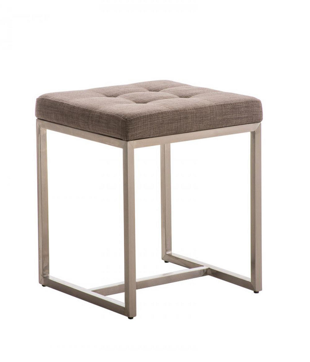 HOCKER Stoff grau - Edelstahlfarben/Grau, Textil/Metall (40/48/40cm) - CLP