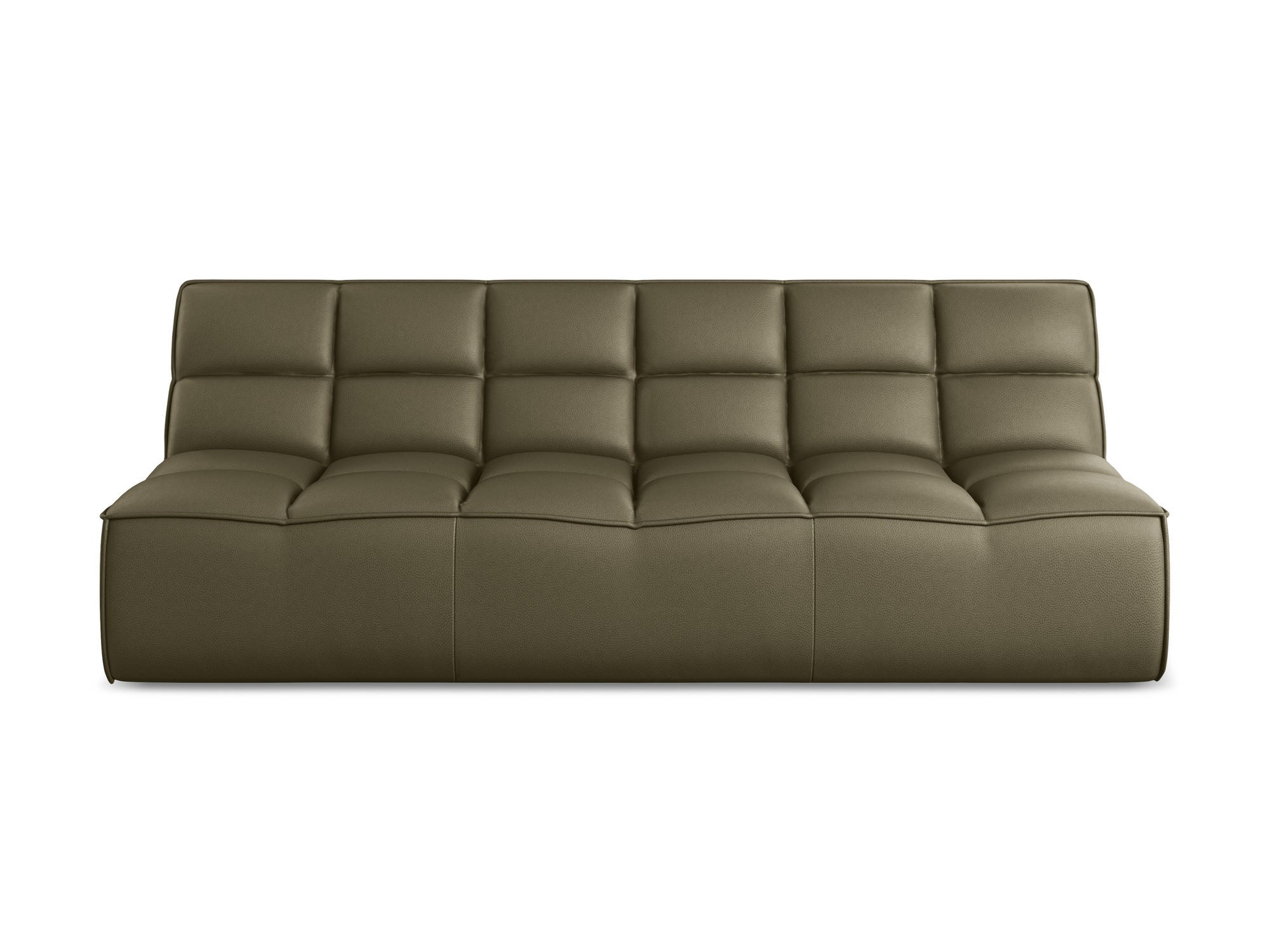 3-SITZER SOFA Kunstleder Grün - Schwarz/Olivgrün, Leder/Kunststoff (210/75/93cm) - Makamii